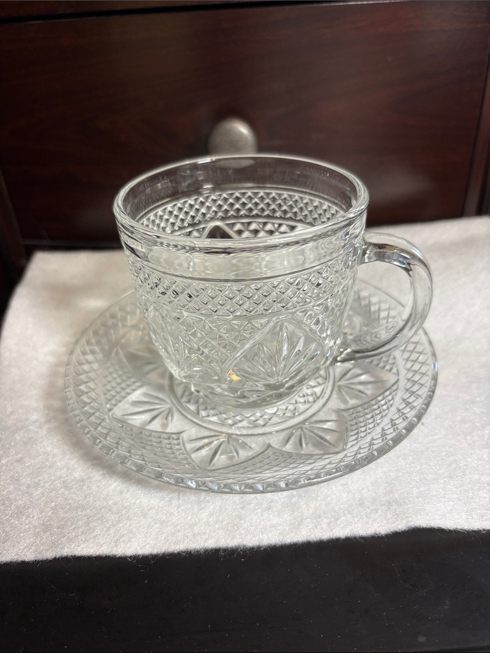 Cup & Saucer Set-Clear Glass